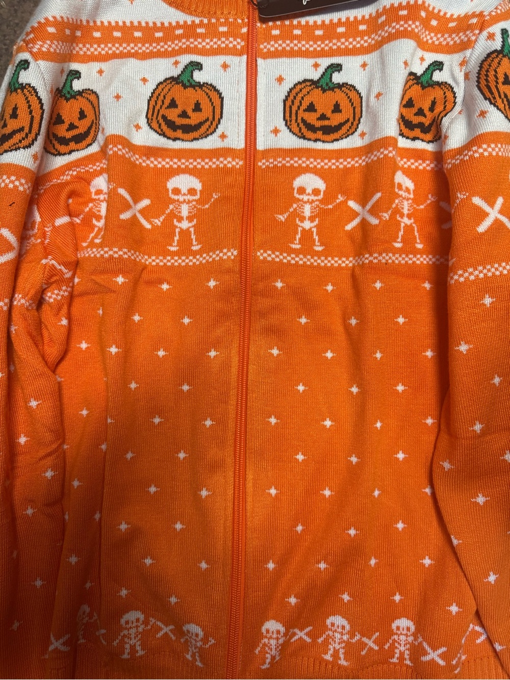 Halloween Pumpkin & Skeleton Zip-Up Sweater new ladies small totatuit - Picture 3 of 5